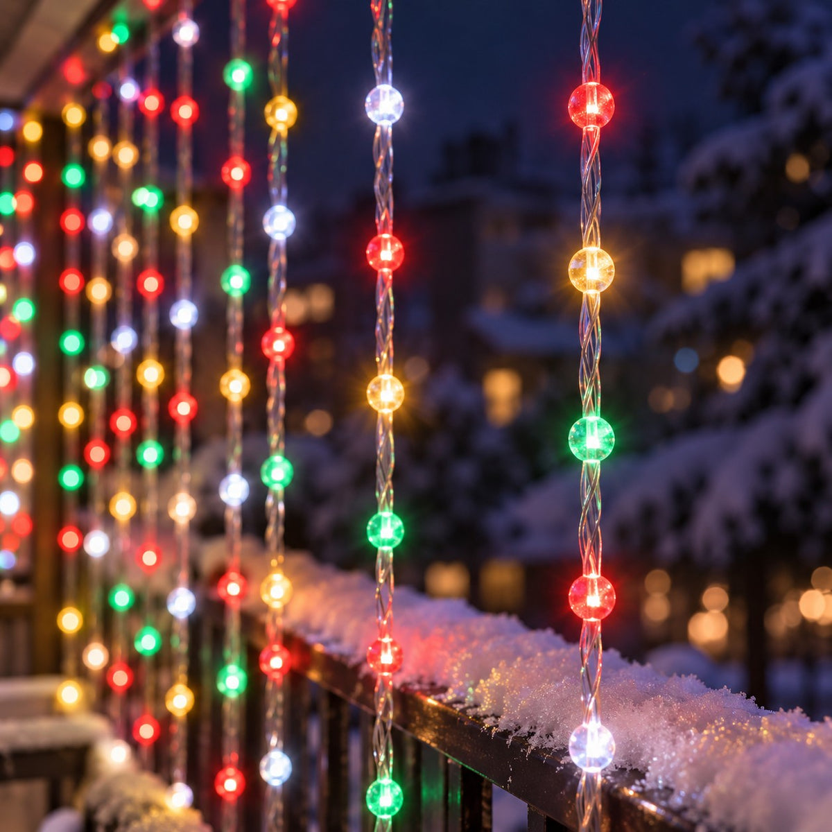 Close-up of the LED strands